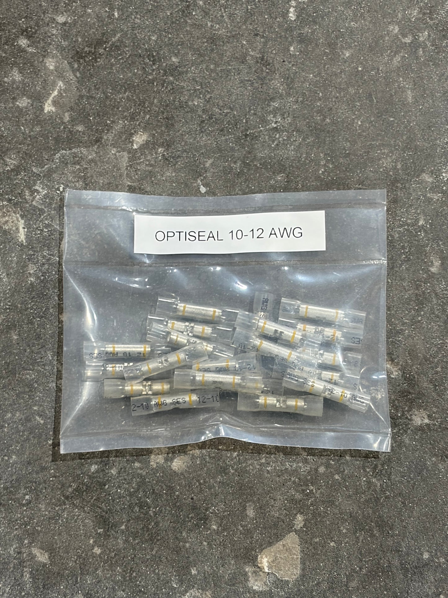 NSPA OptiSeal Waterproof Butt Connectors, Crystal Clear Tubing w/ Yellow Stripe, 10-12 AWG.